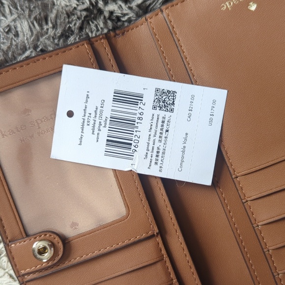 Kate Spade Bailey Peppled Leather Large Warm Gingerbread Brown Wallet - Picture 7 of 9